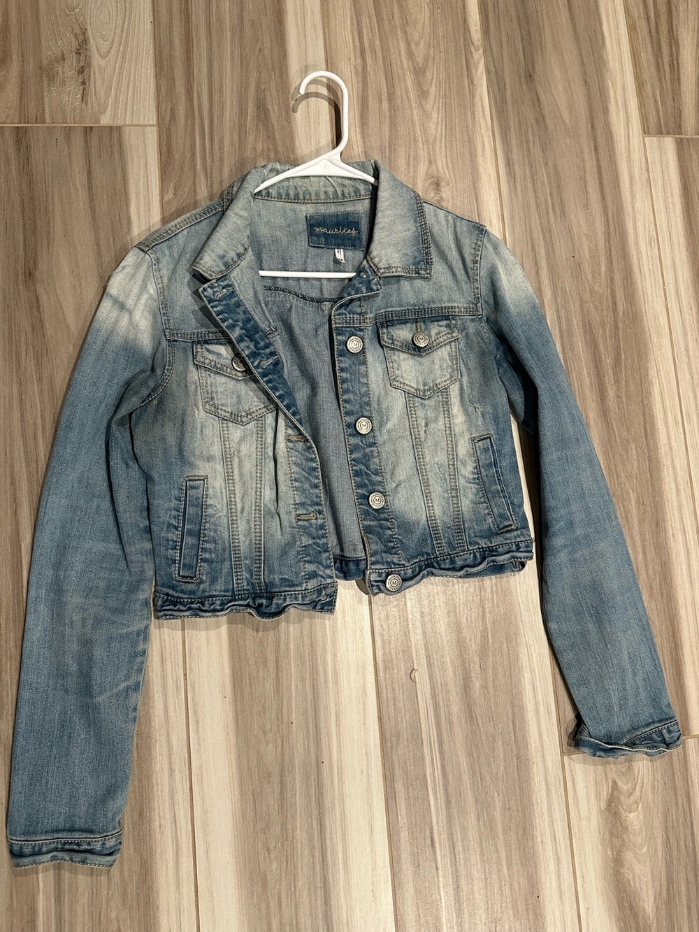 Maurices Light Blue Cropped Denim Jacket
